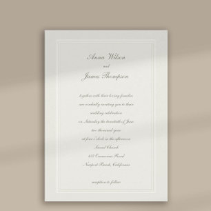 Faux Embossed Ram Ecru Formal Classic Bröllop Inbjudningar
