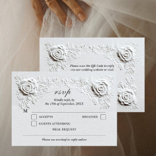 Faux Embossed Ro Elegant Script QR Code Bröllop OSA Kort