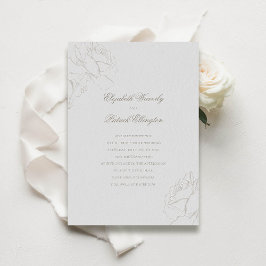 Faux Embossed Ro Ivory Modern Classic Bröllop Inbjudningar