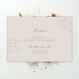 Faux Embossed Roses Ecru Classic Reception Wedding Tilläggskort