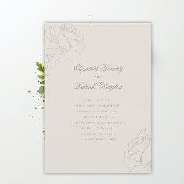 Faux Embossed Roses Ecru Modern Classic Wedding Inbjudningar