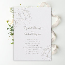 Faux Embossed Roses Pearl Formal Classic Wedding Inbjudningar