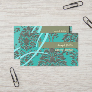 Faux embossed silver damask/DIY bakgrund Visitkort