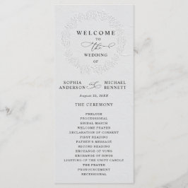 Faux Embossed White Roses Wedding Program