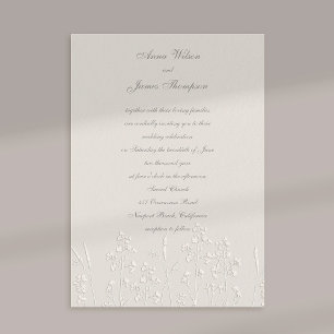 Faux Embossed Wildblommor Ecru Classic Bröllop Inbjudningar