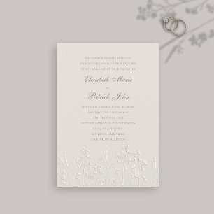 Faux Embossed Wildblommor Ecru Formal Bröllop Inbjudningar