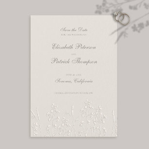 Faux Embossed Wildblommor Ecru Formal Bröllop Spara Datumet