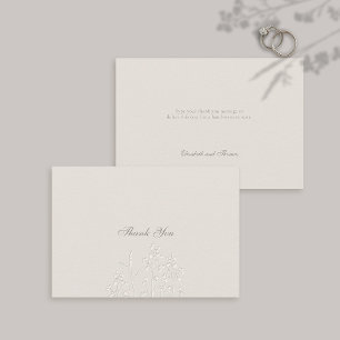 Faux Embossed Wildblommor Ecru Formal Bröllop Tack Kort