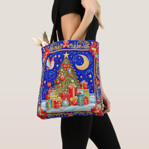 Faux Embroiderad look Decorated Julgran Tygkasse