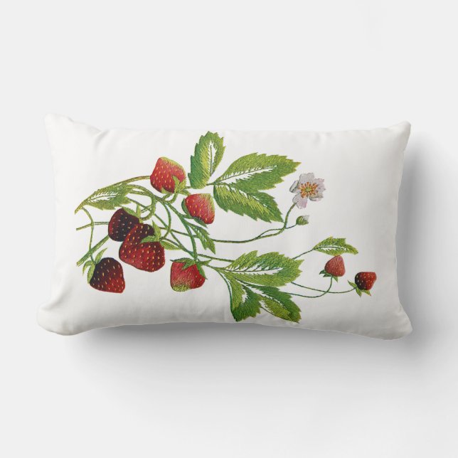Faux Embroiderad Strawberry Pillow Lumbarkudde (Framsida)