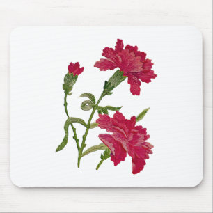 Faux Embroiderade Red Carnations Musmatta