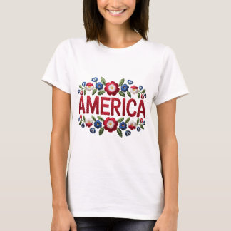 Faux Embroidery America Tshirt T Shirt