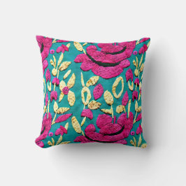 Faux Embroidery Boho Blommigt Kudde