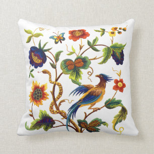Faux Embroidery - Fågelfågel med Paradise Crewel Kudde