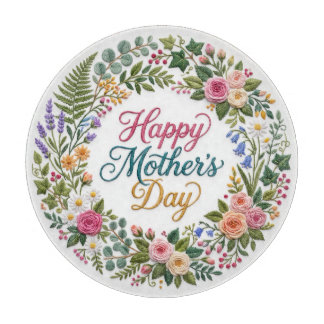 Faux Embroidery Floral Happy Mother's Day