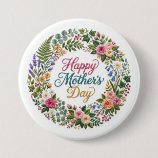 Faux Embroidery Floral Happy Mother's Day Knapp