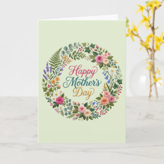 Faux Embroidery Floral Happy Mother's Day Kort