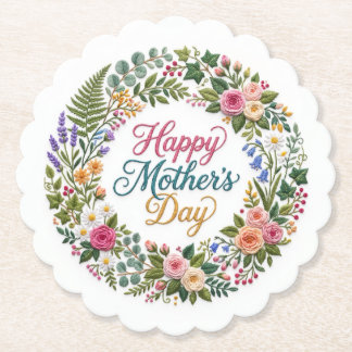 Faux Embroidery Floral Happy Mother's Day Underlägg Papper