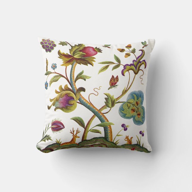 Faux Embroidery - Livets träd Jacobean Crewel Kudde (Framsida)