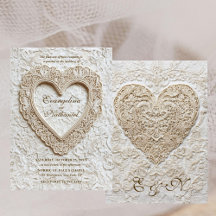 Faux Embroidery Timeless Lace Heart Formal Wedding