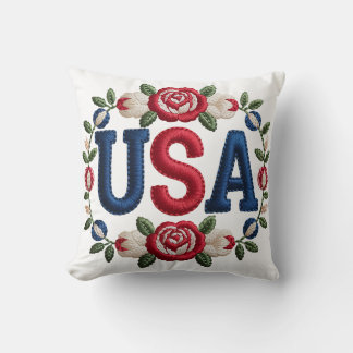 Faux Embroidery USA Kudde