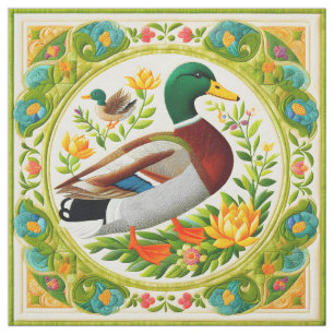 Faux Embroized and Quiled look Mallard Anka Tyg