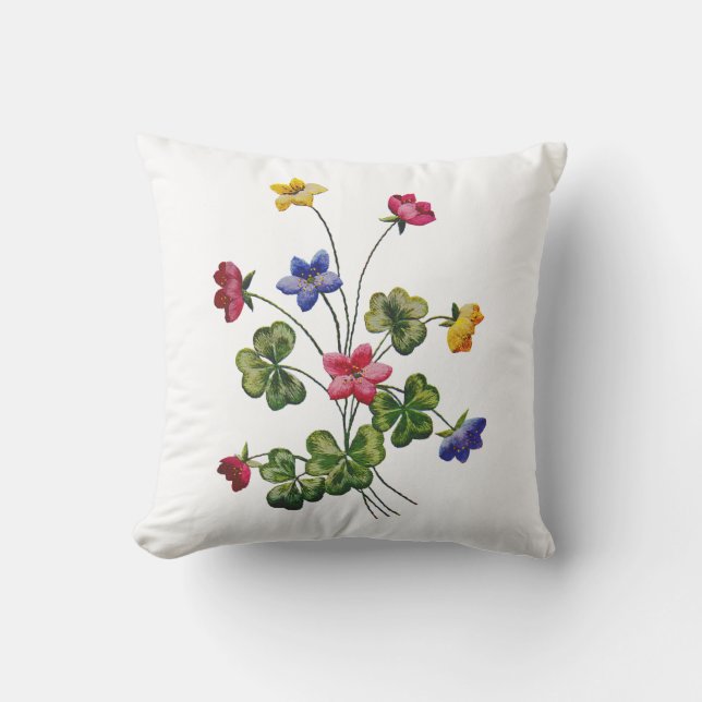 Faux Embroized Colorful Wood Sorrel Kudde (Framsida)