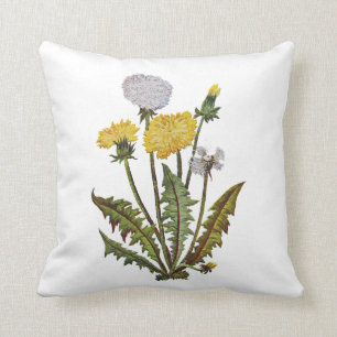 Faux Embroized Dandelions Pillow Kudde