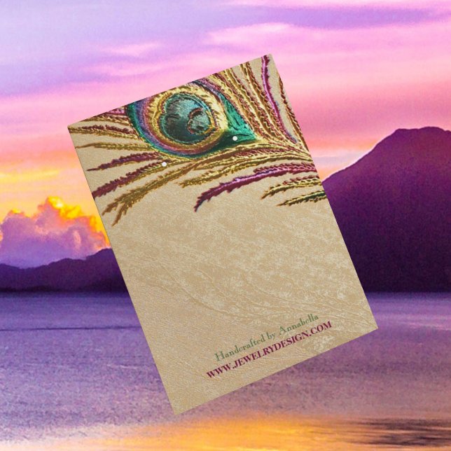 Faux Embroized Peacock Feather Earring Holder Visitkort (Skapare uppladdad)