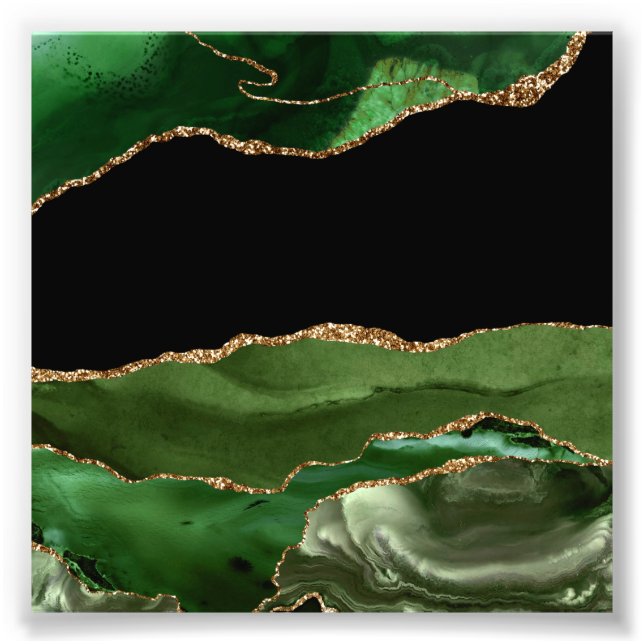 Faux Emerald Grönt Marcular Agate Contemporary Fototryck (Framsidan)