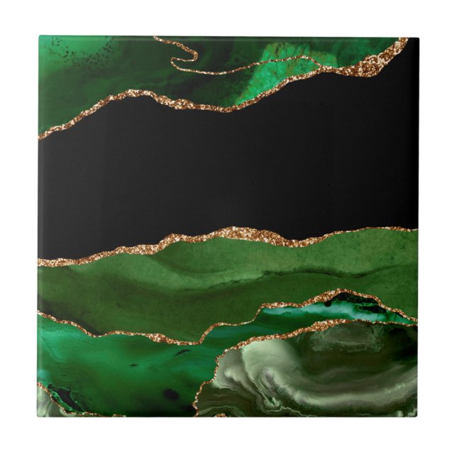 Faux Emerald Grönt Marcular Agate Contemporary Kakelplatta (Framsidan)