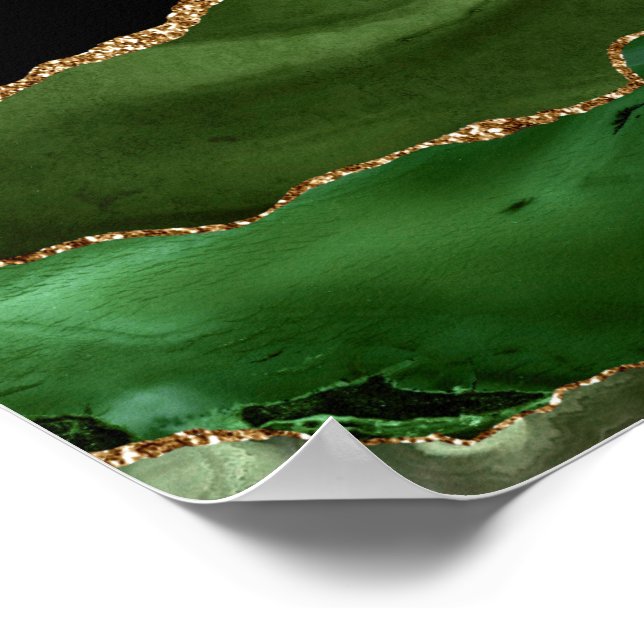 Faux Emerald Grönt Marcular Agate Contemporary Poster (Hörn)