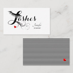Faux Eyelash Technician Red Heart & Rand Visitkort