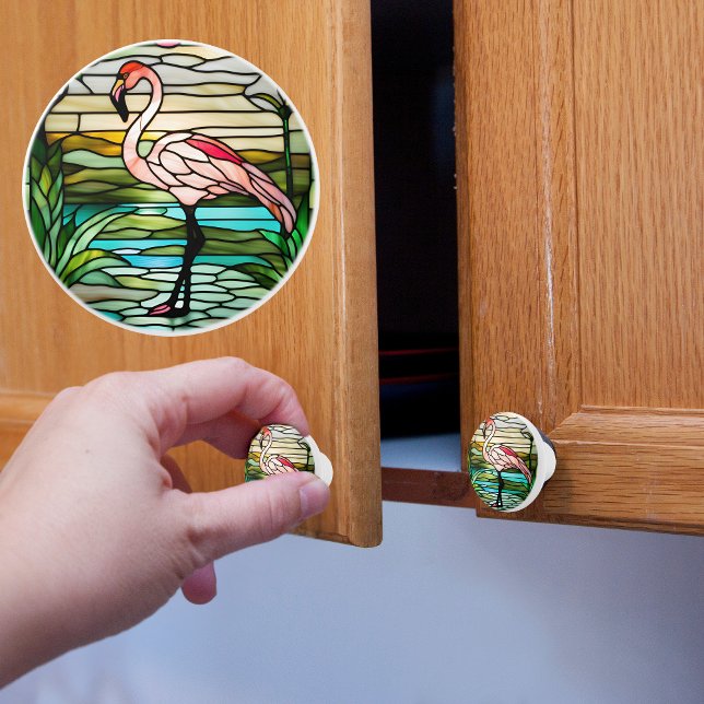 Faux-fastkedjat glas Tropical Flamingo Knopp (Skapare uppladdad)