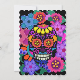 Faux Felt Skull med blommor | DAY OF THE DEAD Inbjudningar