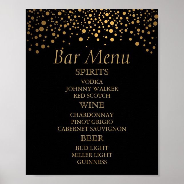 Faux-fettkonfetti-prickar, svarta och Guld, Pub-me Poster (Framsidan)