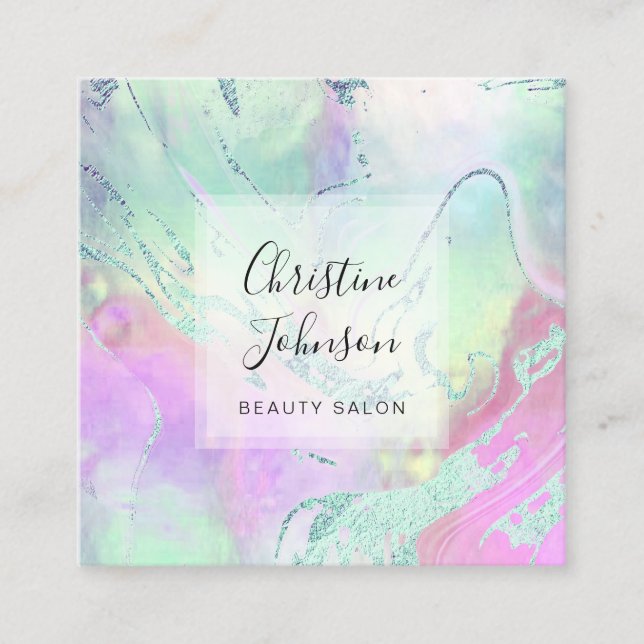 FAUX Fil pastel färg fluid marble Fyrkantigt Visitkort (Framsida)