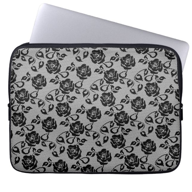 Faux Fishnet Black Snöre Laptop sleeve (Framsidan)