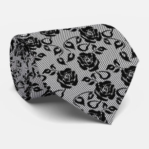 Faux Fishnet Black Snöre Neck Tie Elegant Slips