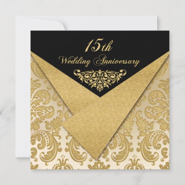 FAUX Flaps Damask 15-årsjubileums inbjudan (Framsida)