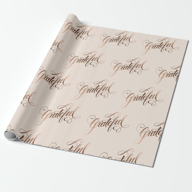 Faux-foil Elegant - tacksamt skript för Thanksgivi Presentpapper (Utrullad)