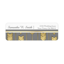 Faux Foil Golden Arrows Grått Returadress Etikett