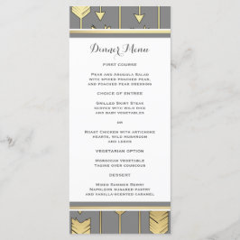 Faux Foil Golden Arrows Grått Slim Dinner Menu Meny