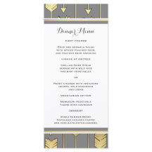 Faux Foil Golden Arrows Grått Slim Dinner Menu