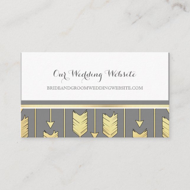 Faux Foil Golden Arrows Grått-webbplatskort Tilläggskort (Framsida)