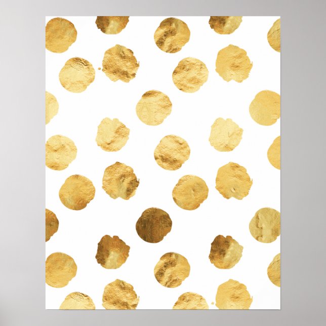 Faux Foil Guld Dots Mönster Background Dot Struktu Poster (Framsidan)