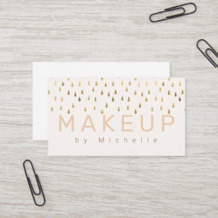 Faux Foil Guld Rain Drops Makeup Artist Visitkort