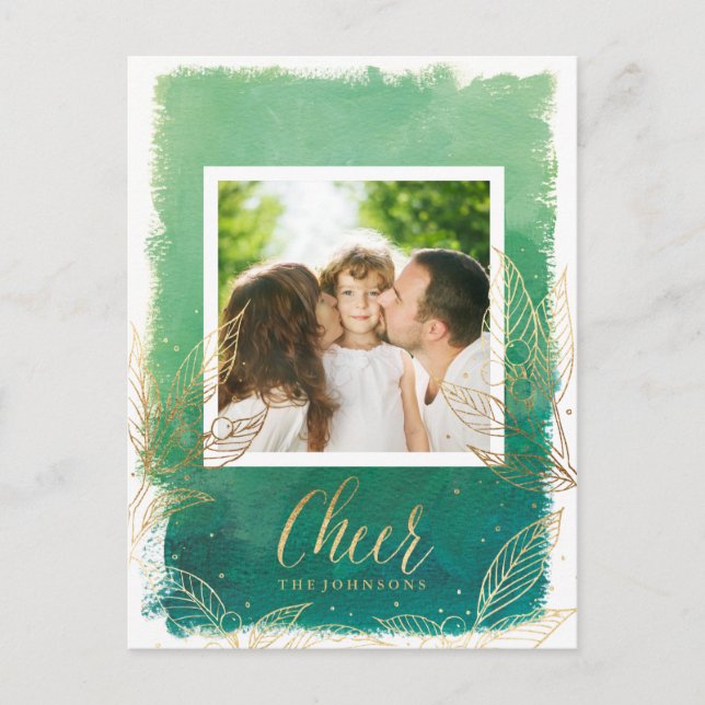 Faux Foil Helgdag Löv - Helgdag vykort (Framsida)