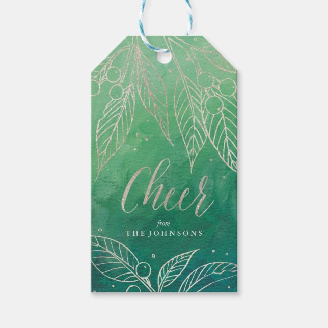 Faux Foil Helgdag Lövs Silver-Helgdag Gift Märkres Presentetikett (Framsidan)