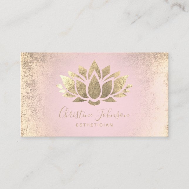 faux foil lotus esthetician affärskort visitkort (Framsida)